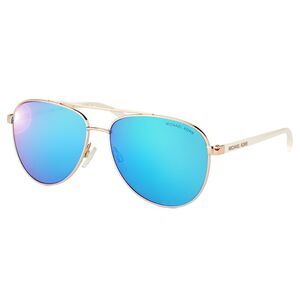 Michael Kors MK 5007 104525 Hvar Rose Gold Aviator Sunglasses Blue Mirror Lens